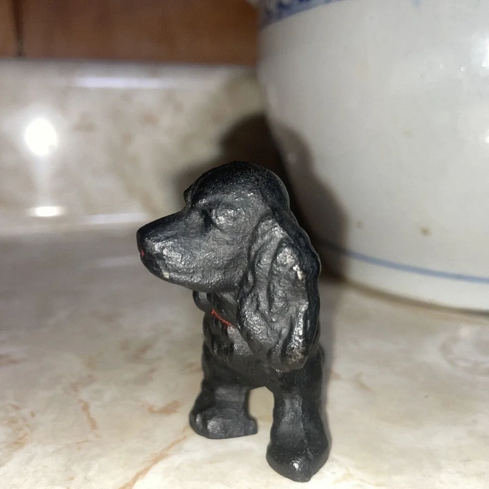 Vintage Hubley Black Solid Cast Iron Cocker Spaniel Dog 4